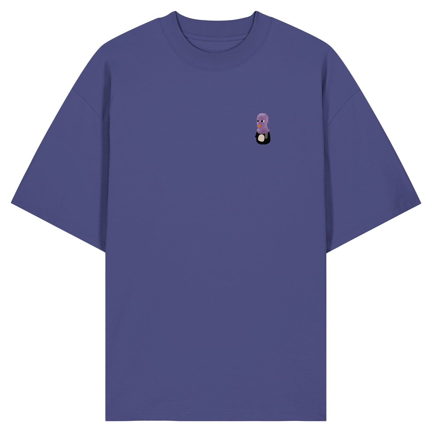 Pingstas FCK HMNS Oversize Shirt lila — Vorderansicht mit kleinem Pinguin-Emblem auf der Brust