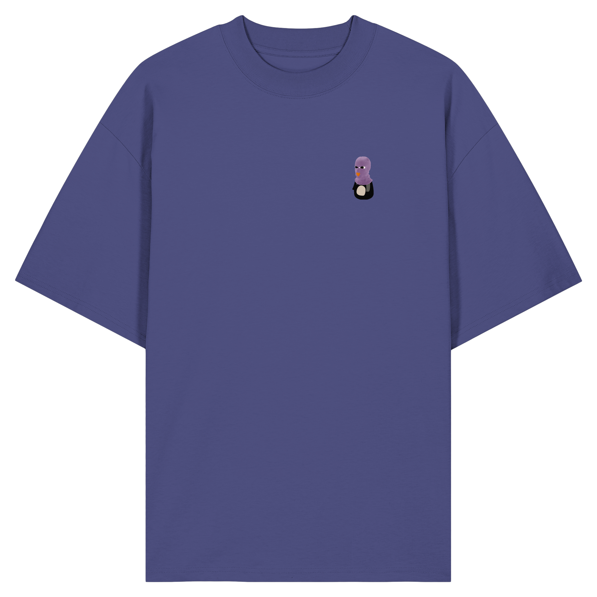 Pingstas FCK HMNS Oversize Shirt lila — Vorderansicht mit kleinem Pinguin-Emblem auf der Brust