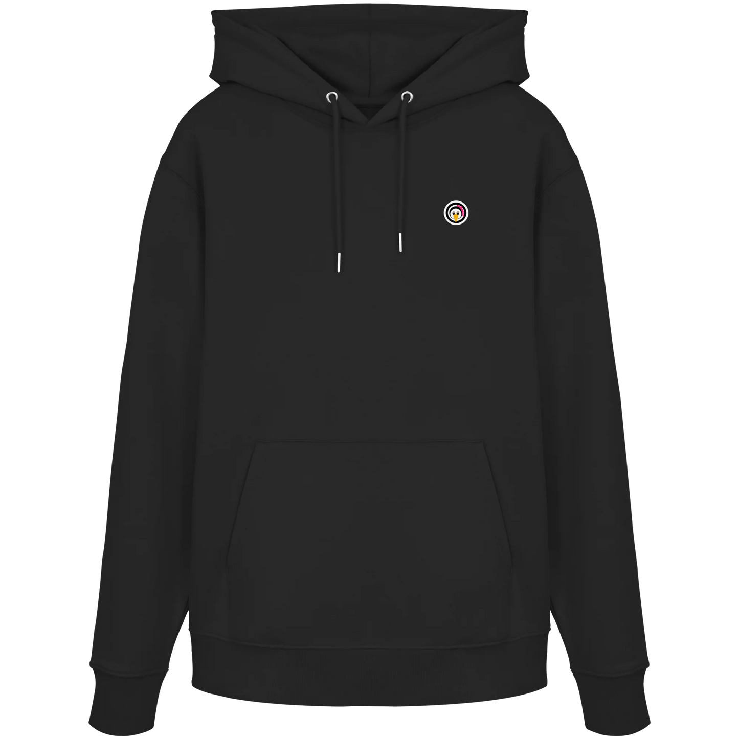 PINGSTAS OG Label Hoodie schwarz, Vorderansicht, Bio-Baumwolle Streetwear