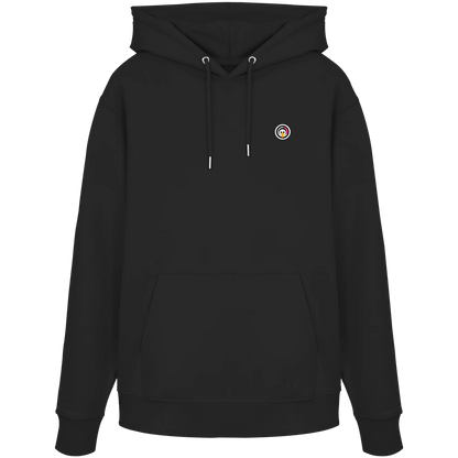 PINGSTAS OG Label Hoodie schwarz, Vorderansicht, Bio-Baumwolle Streetwear