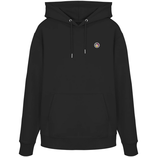 PINGSTAS OG Label Hoodie schwarz, Vorderansicht, Bio-Baumwolle Streetwear