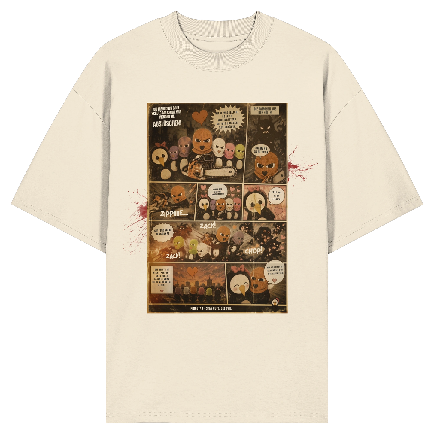 Retro Comic "PINGSTA" - Organic Oversize Shirt